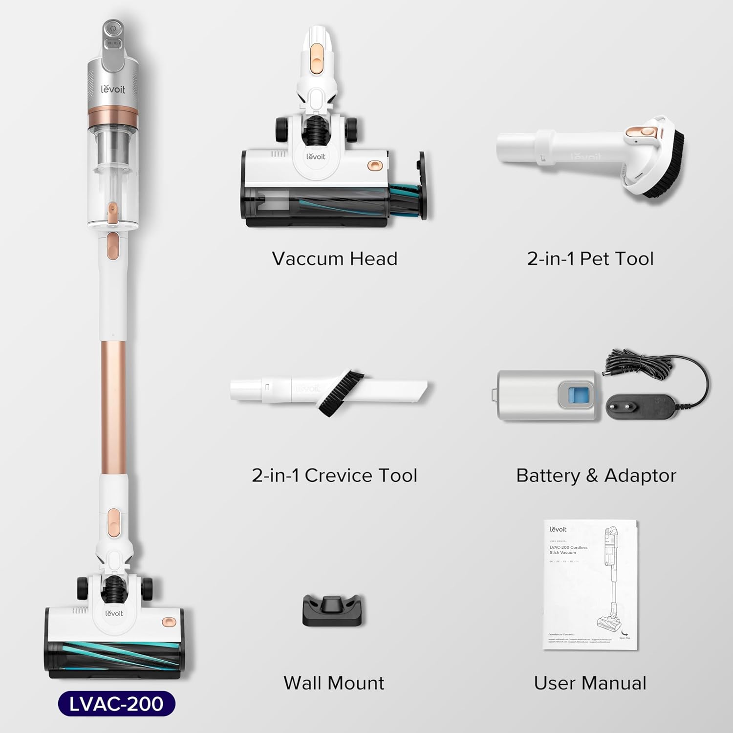 Levoit LVAC-200 Cordless Vacuum Cleaner - Rose Gold