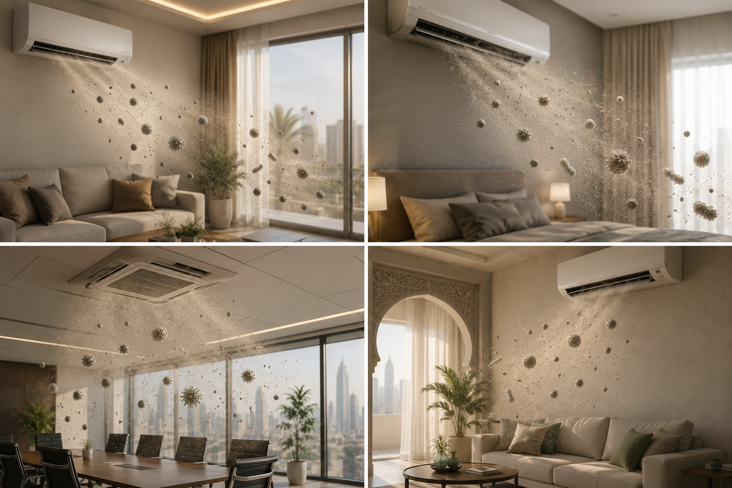 Dry air. Dusty vents. Sick building.  هواء جاف. فتحات متربة. مبنى مريض.
